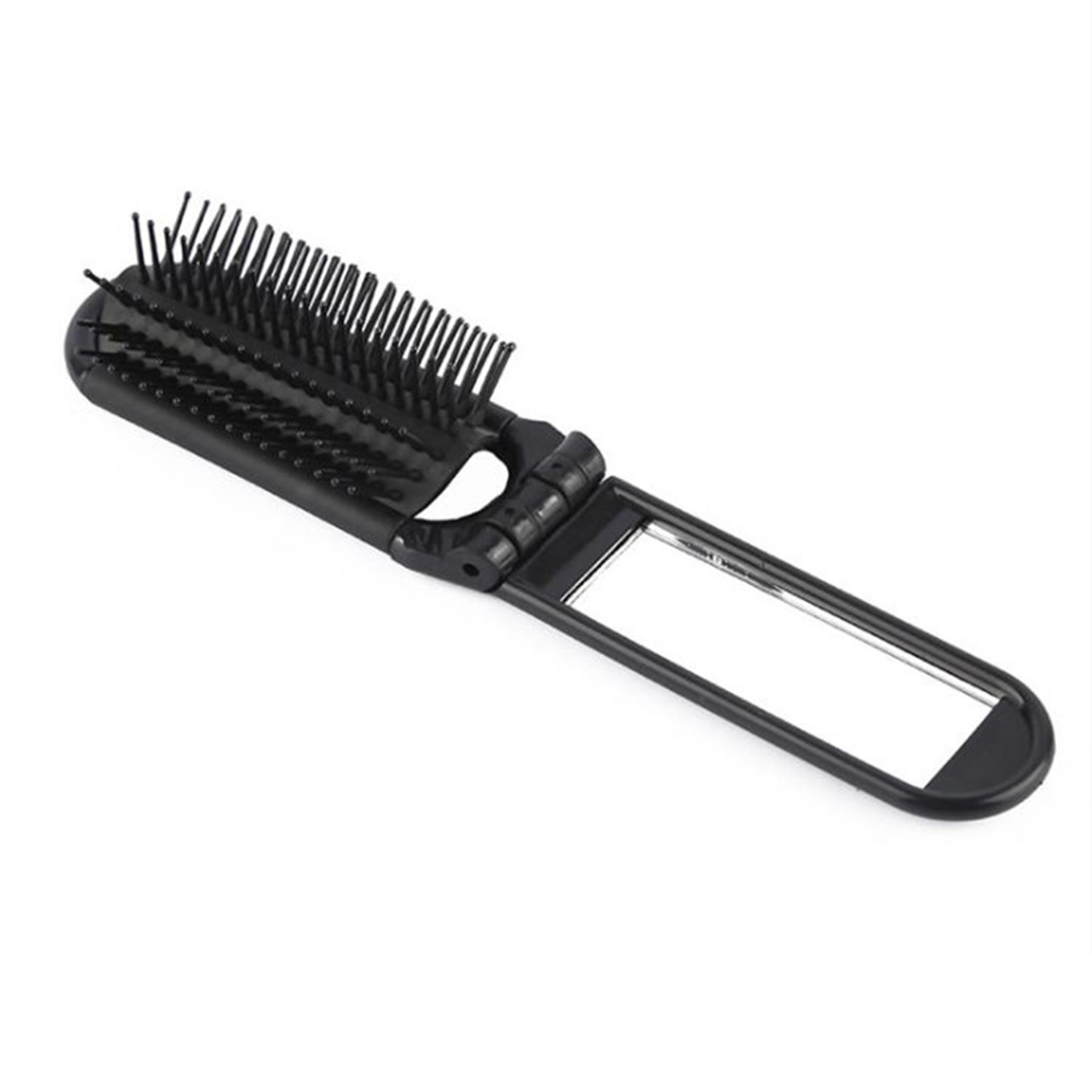 Compact Folding Hair Brush with Mirror