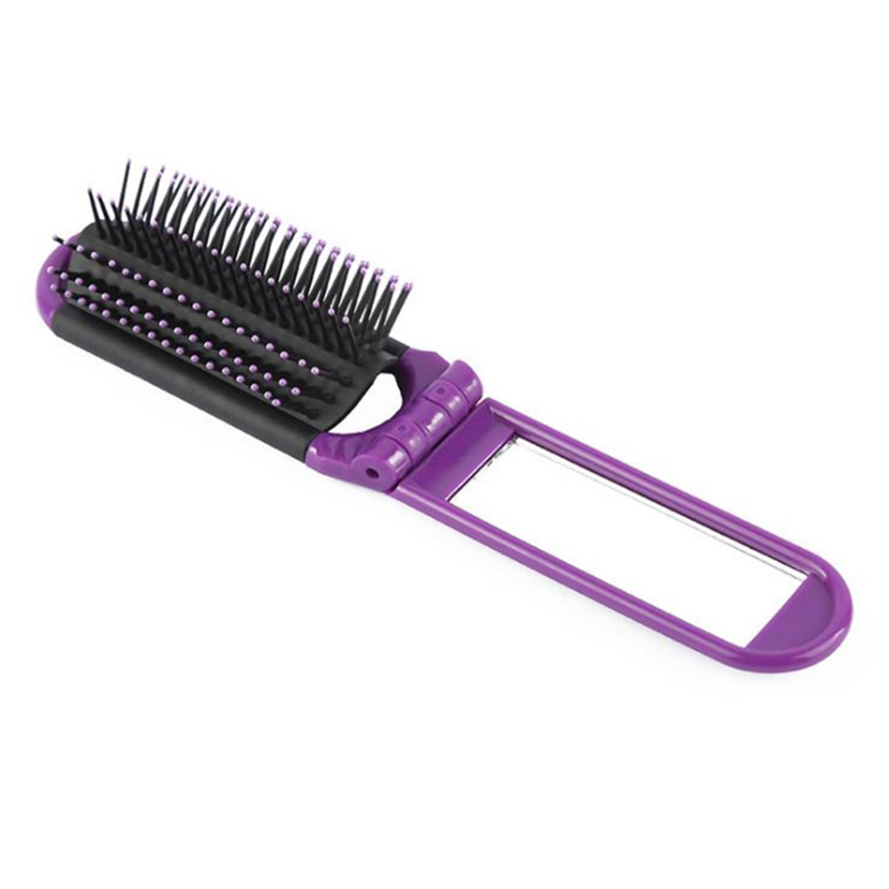 Compact Folding Hair Brush with Mirror