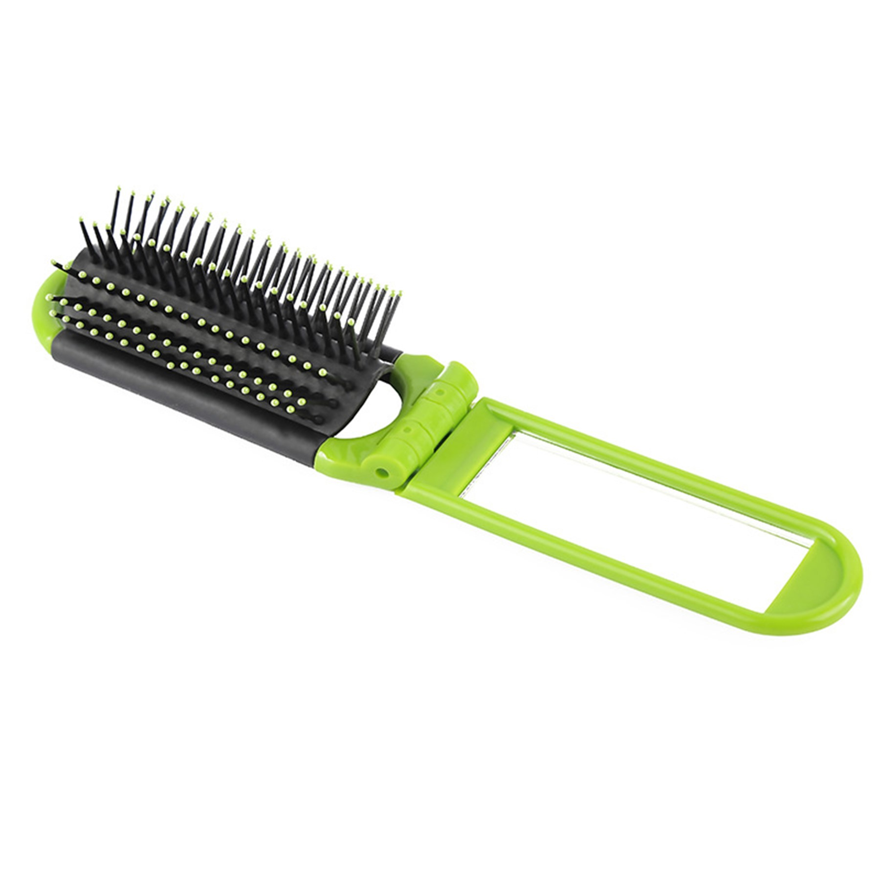 Compact Folding Hair Brush with Mirror