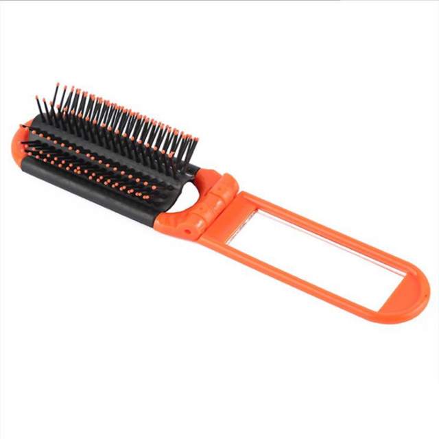 Compact Folding Hair Brush with Mirror