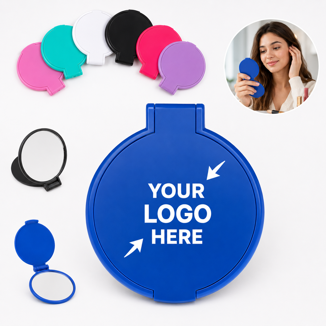 Compact Round Foldable Plastic Makeup Mirror