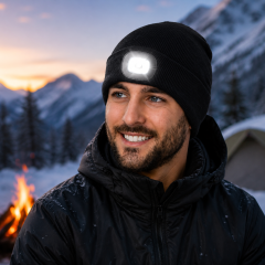 Cotton Beanie Cap with Integrated LED Light