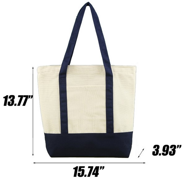 Cotton Canvas Boat Tote Bag With Front Pocket