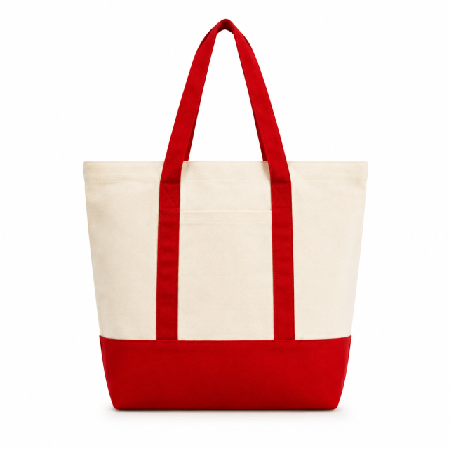 Cotton Canvas Boat Tote Bag With Front Pocket