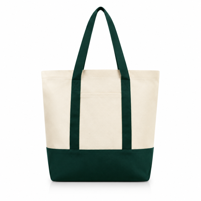 Cotton Canvas Boat Tote Bag With Front Pocket