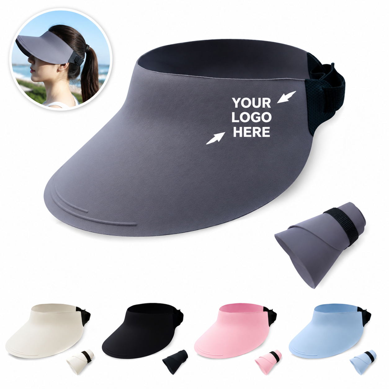 Cotton Sun Visor with Adjustable Back Strap