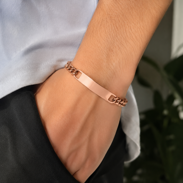 Customizable Engraved Metal Chain Link Bracelet