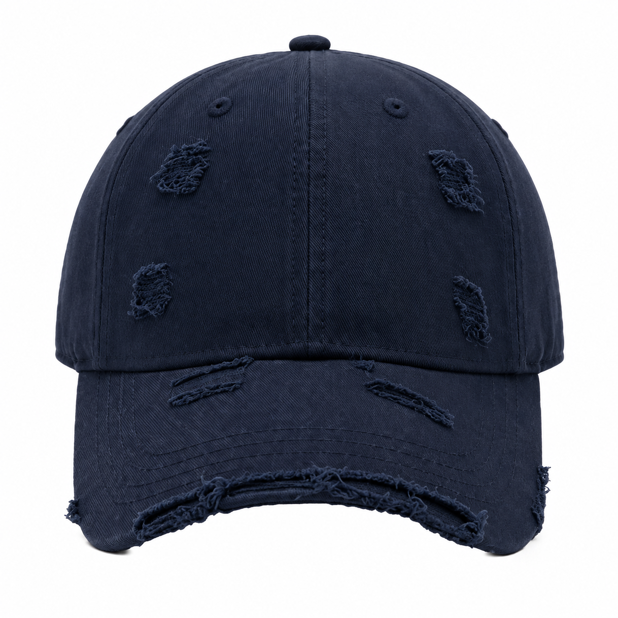 Distressed Vintage Baseball Cap with Embroidered Ripped Design