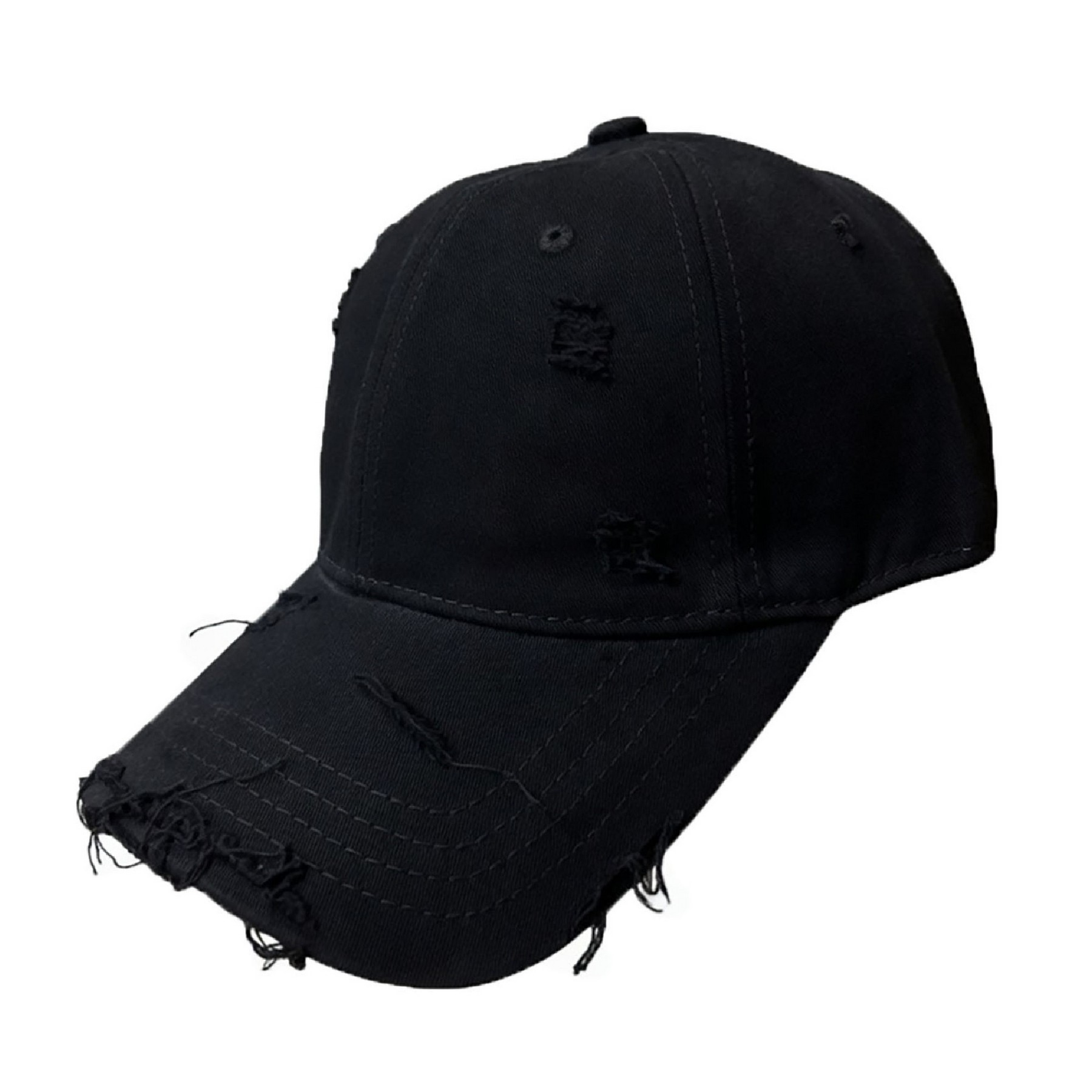 Distressed Vintage Baseball Cap with Embroidered Ripped Design