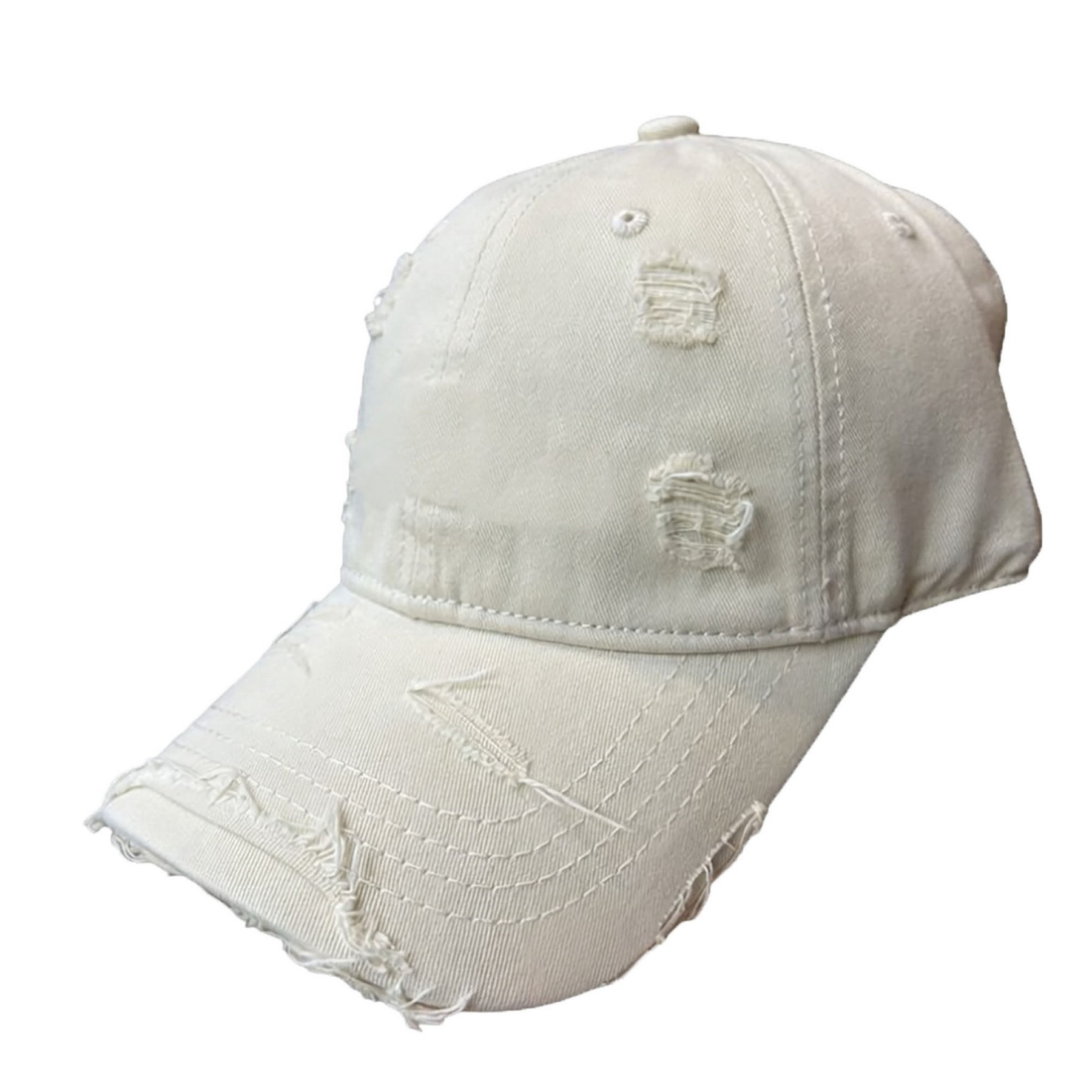 Distressed Vintage Baseball Cap with Embroidered Ripped Design