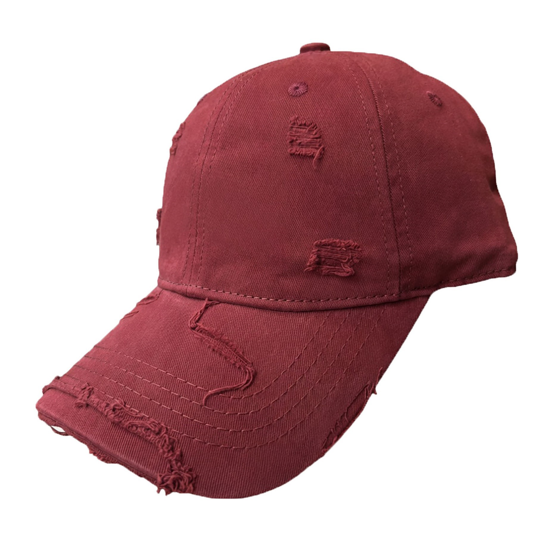 Distressed Vintage Baseball Cap with Embroidered Ripped Design