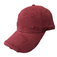 Distressed Vintage Baseball Cap with Embroidered Ripped Design