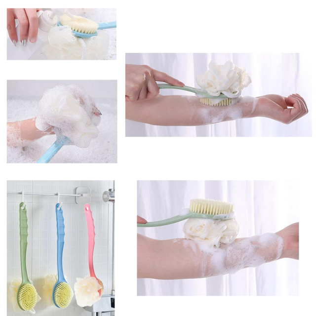 Double-Sided Long Handle Soft Bristle Bath Brush