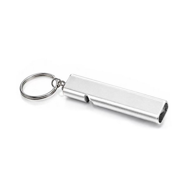 Dual Tube Aluminum Whistle Keychain