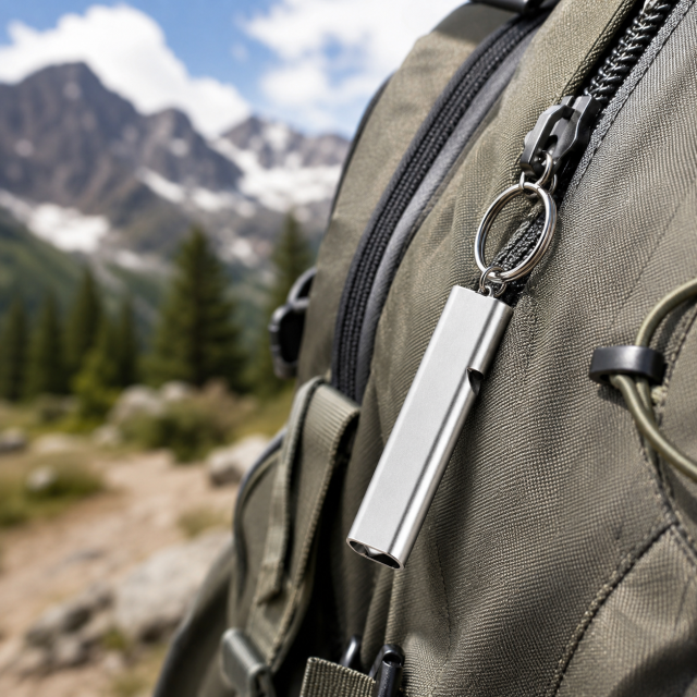 Dual Tube Aluminum Whistle Keychain