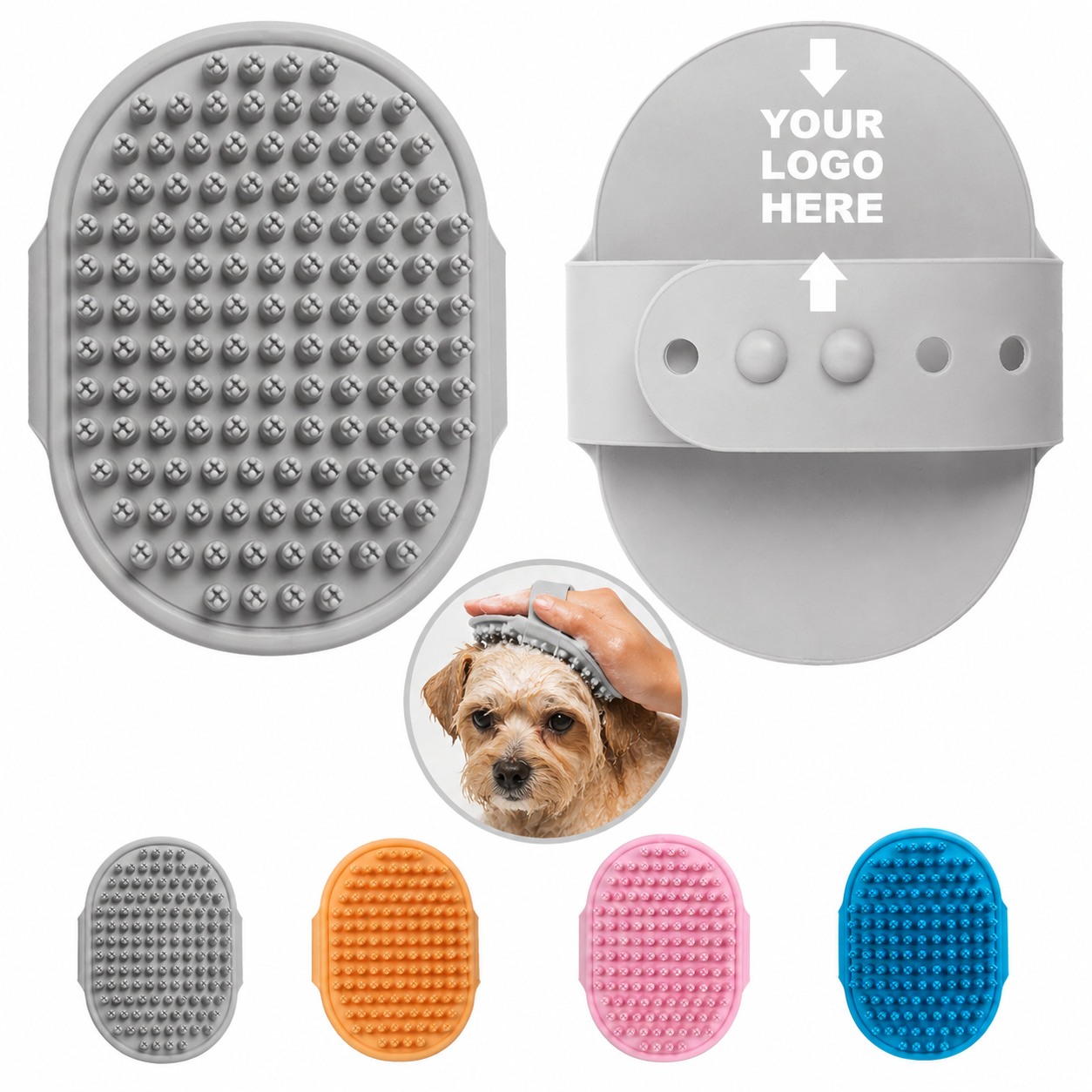 Ergonomic Pet Bath & Shedding Brush