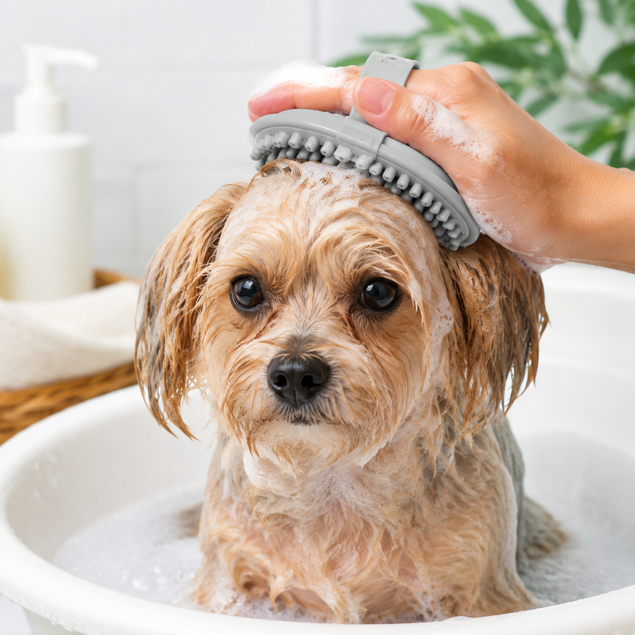 Ergonomic Pet Bath & Shedding Brush