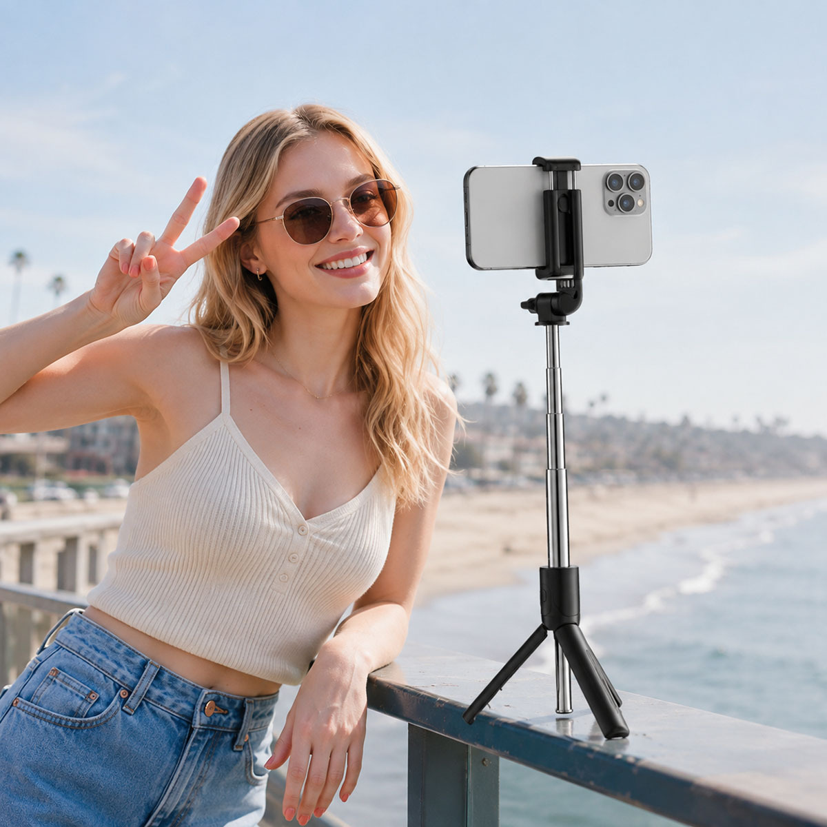 Extendable Selfie Stick With Wireless Remote