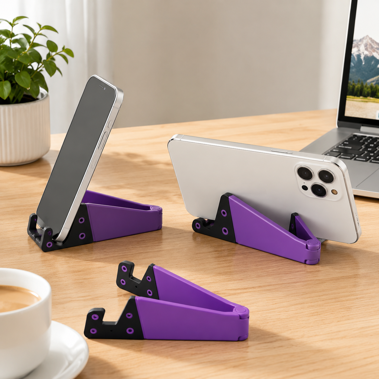 Foldable Adjustable V-Shape Smartphone Stand With Swivel Hinge Design