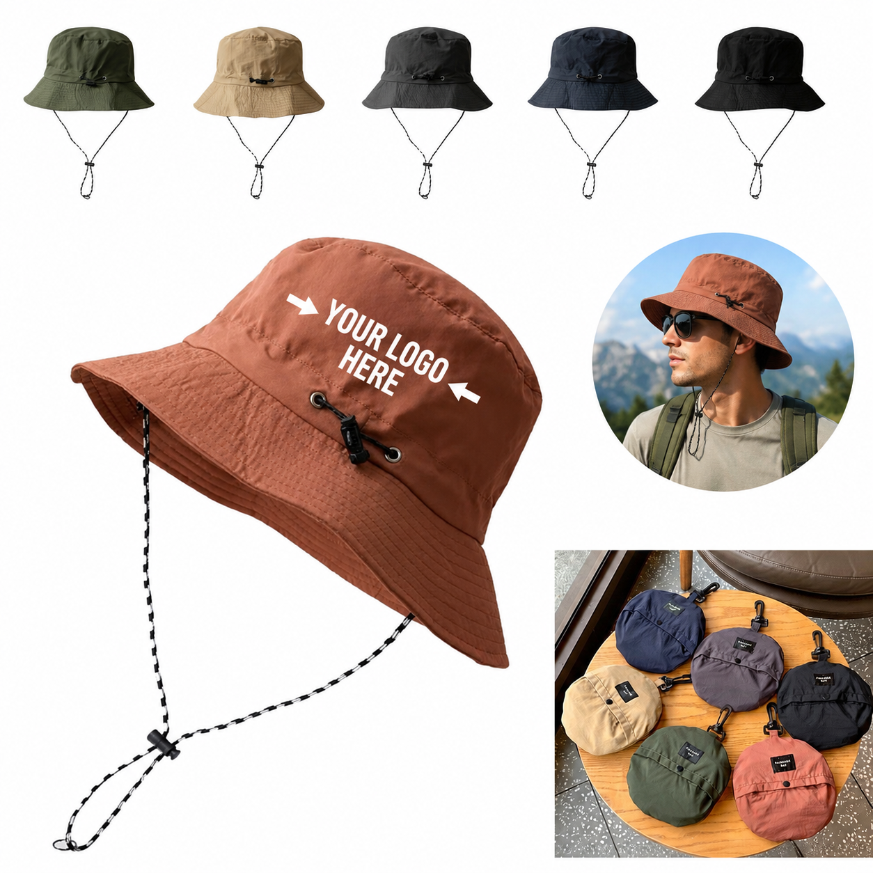 Foldable Outdoor Wide Brim Bucket Hat
