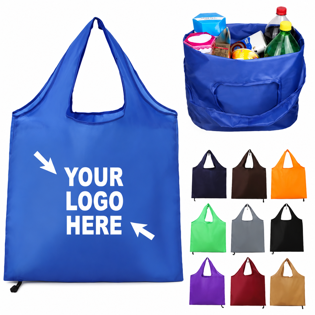 Foldable Polyester Reusable Shopping Tote Bag