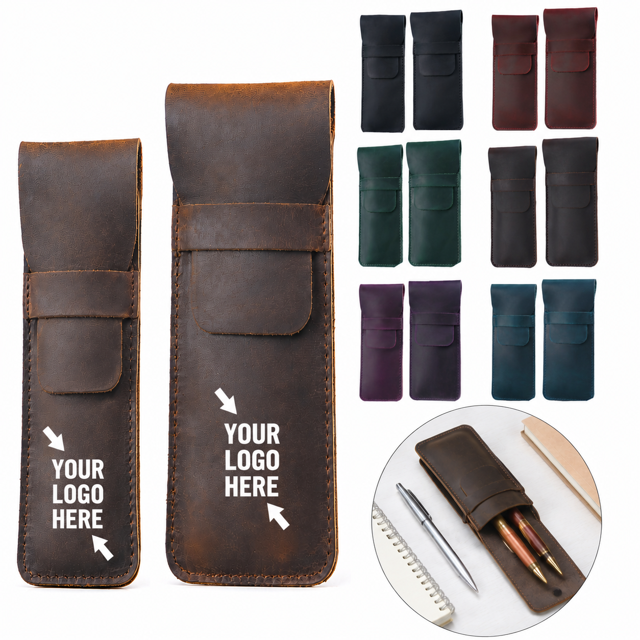 Genuine Cowhide Leather Pencil Holder Case