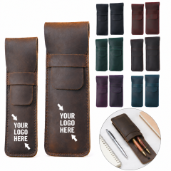 Genuine Cowhide Leather Pencil Holder Case