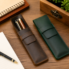 Genuine Cowhide Leather Pencil Holder Case