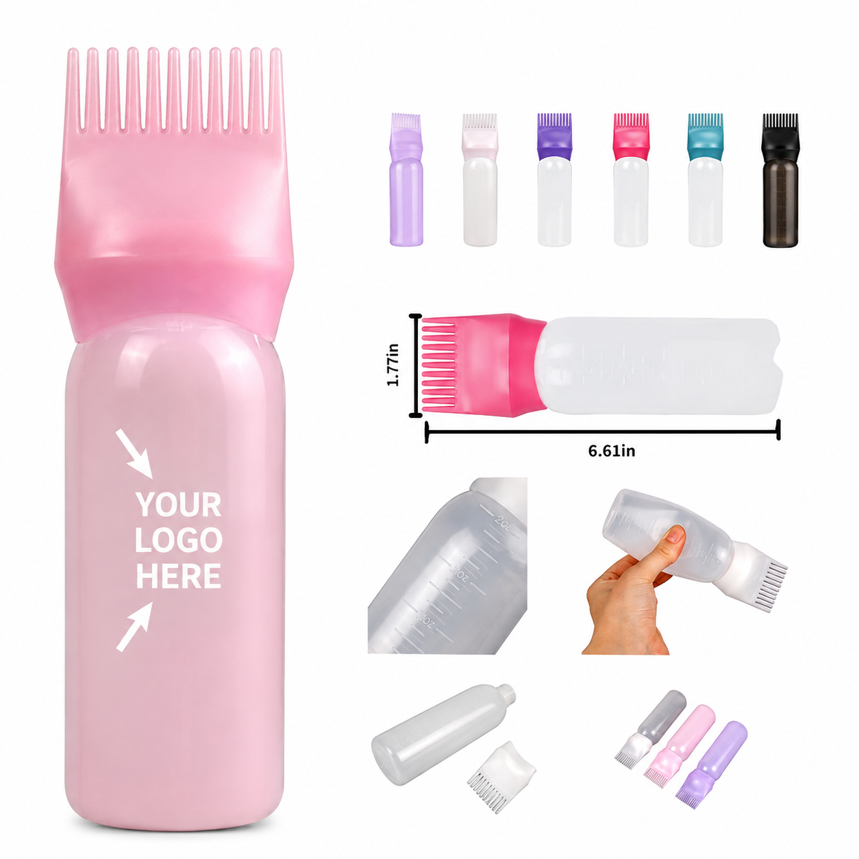 Hair Treatment Applicator Bottle With Built-In Comb