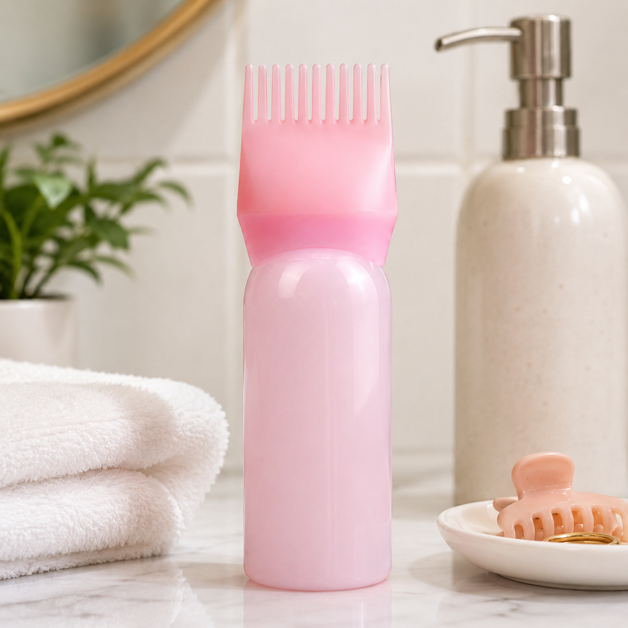 Hair Treatment Applicator Bottle With Built-In Comb