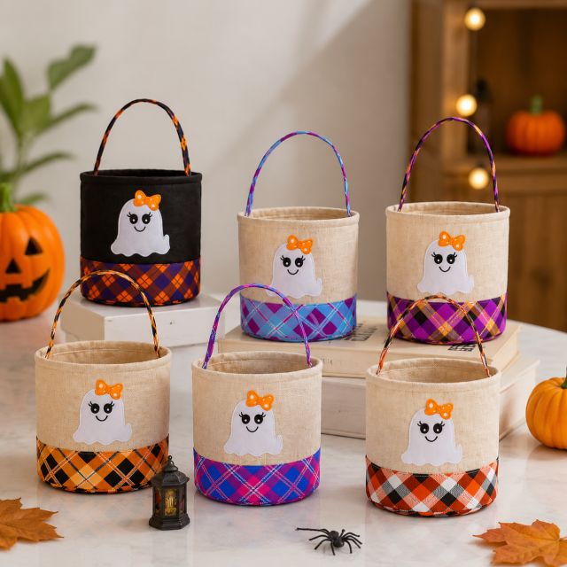 Halloween Canvas Storage Basket With Festive Pattern