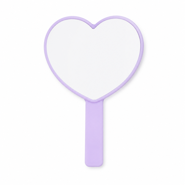 Heart-Shaped Plastic Handheld Travel Mirror