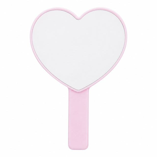 Heart-Shaped Plastic Handheld Travel Mirror
