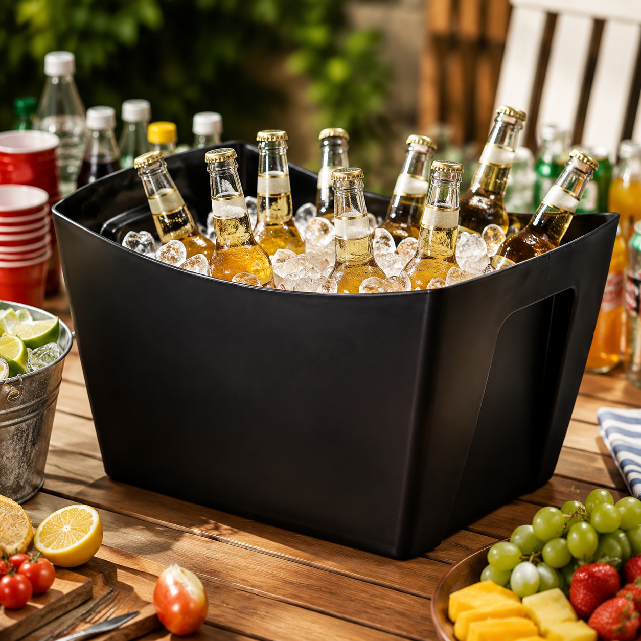 Heavy-Duty Plastic Beer Ice Bucket with Handle