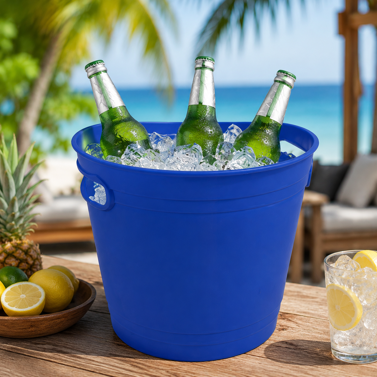 Insulated Plastic Party Ice Bucket with Handles