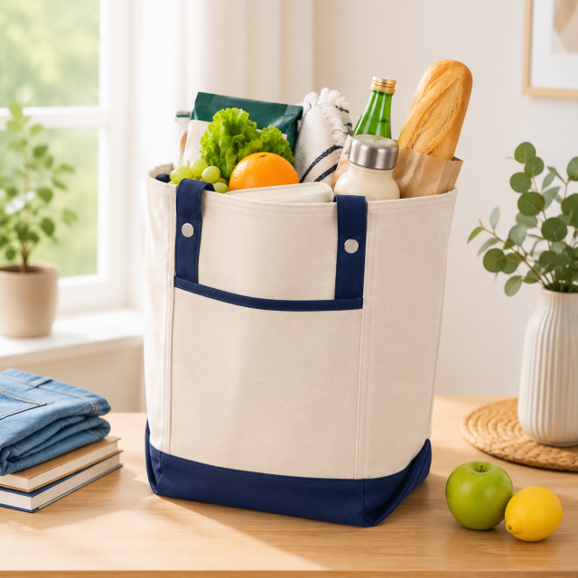 Large Capacity Canvas Tote Bag with Reinforced Straps