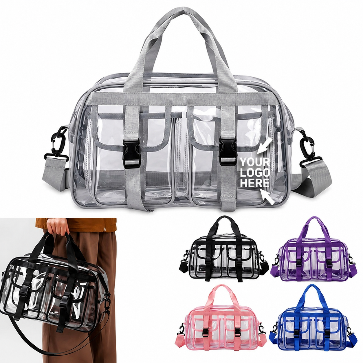 Large Capacity PVC Transparent Travel Duffel Bag