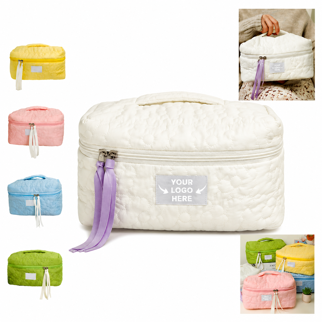 Large Capacity Quilted Cosmetic Travel Pouch