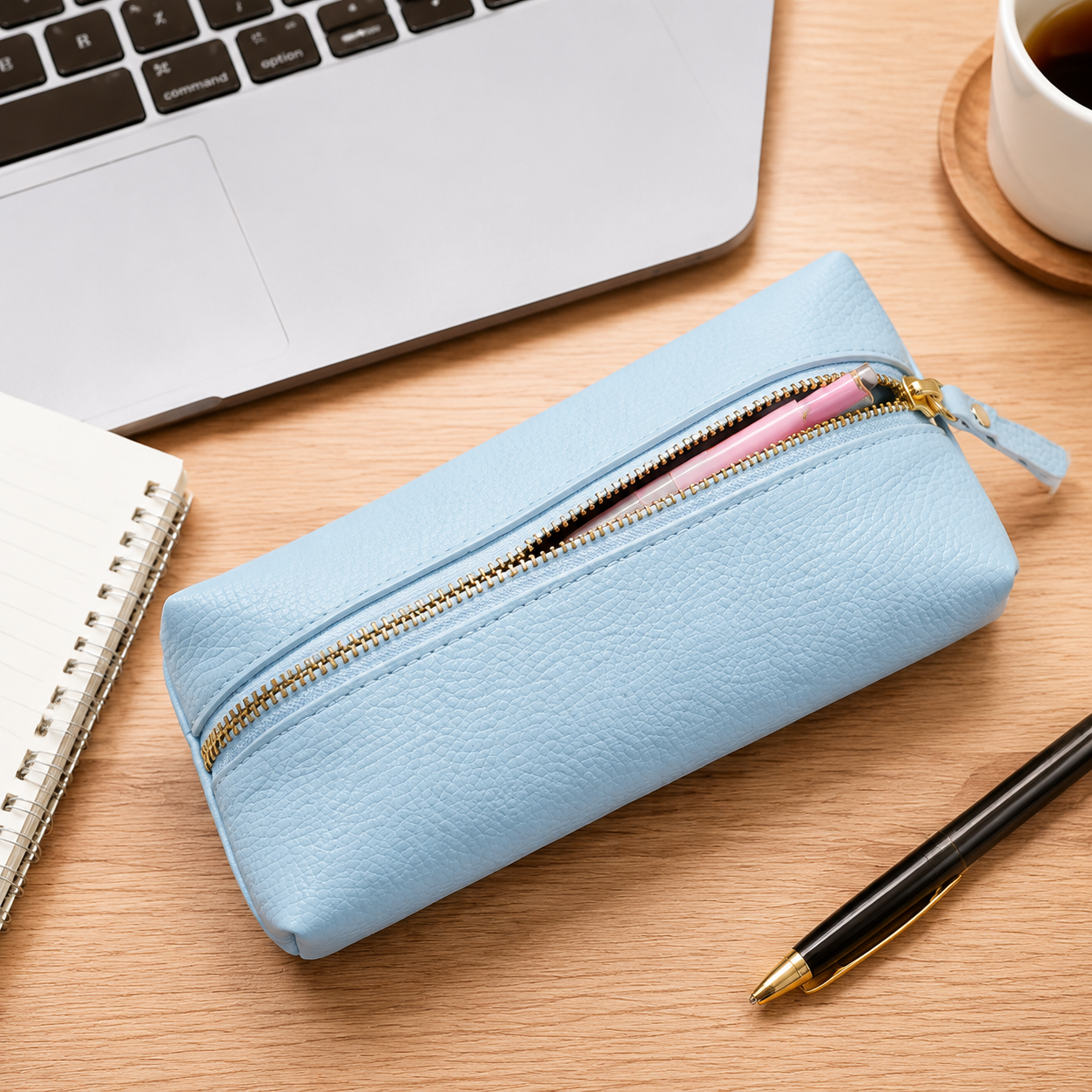 Litchi Grain Texture Leather Pencil Case