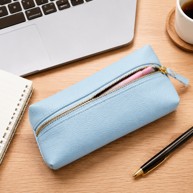 Litchi Grain Texture Leather Pencil Case