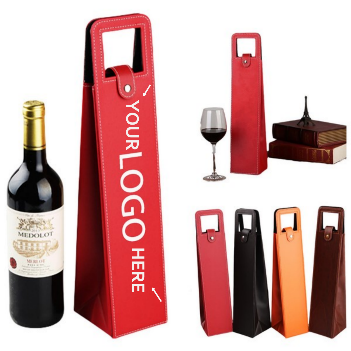 Luxury Faux Leather Single Bottle Wine Gift Bag
