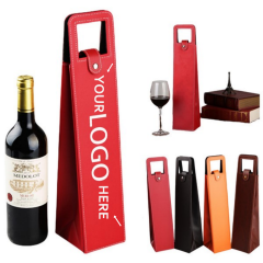 Luxury Faux Leather Single Bottle Wine Gift Bag