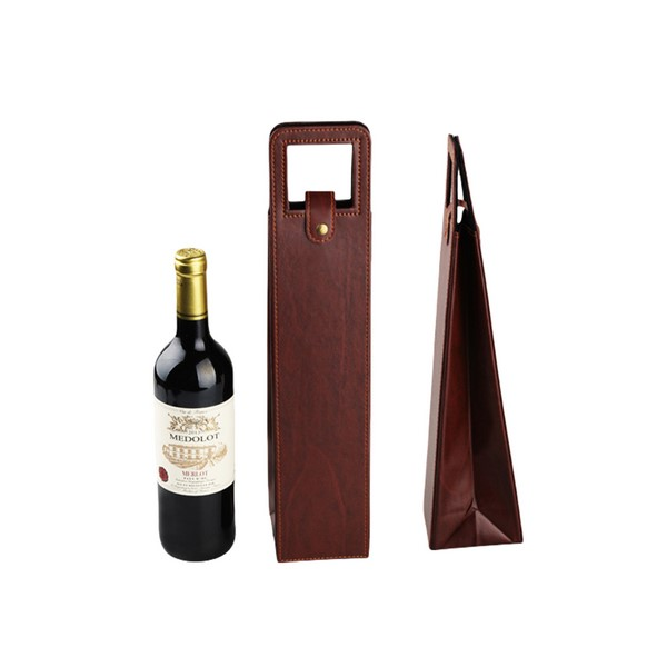 Luxury Faux Leather Single Bottle Wine Gift Bag