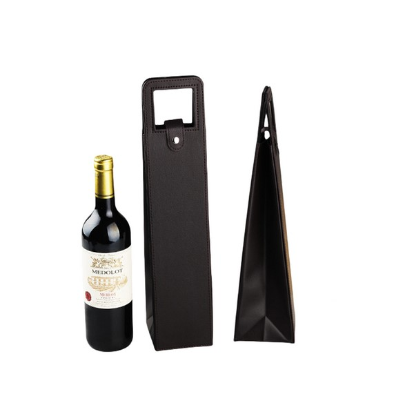 Luxury Faux Leather Single Bottle Wine Gift Bag