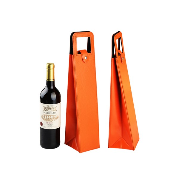 Luxury Faux Leather Single Bottle Wine Gift Bag
