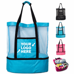 Mesh Sports Beach Tote Bag With Front Pocket