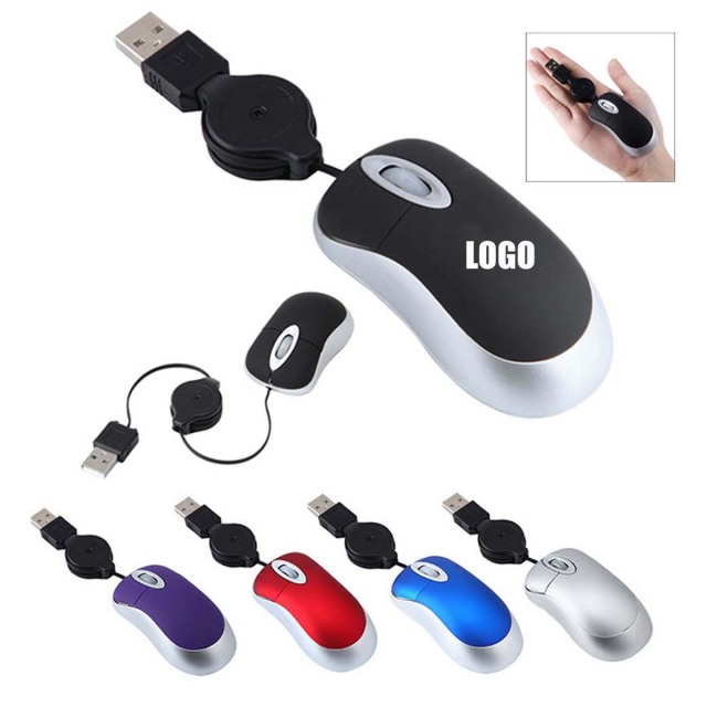 Mini USB Wired Retractable Mouse