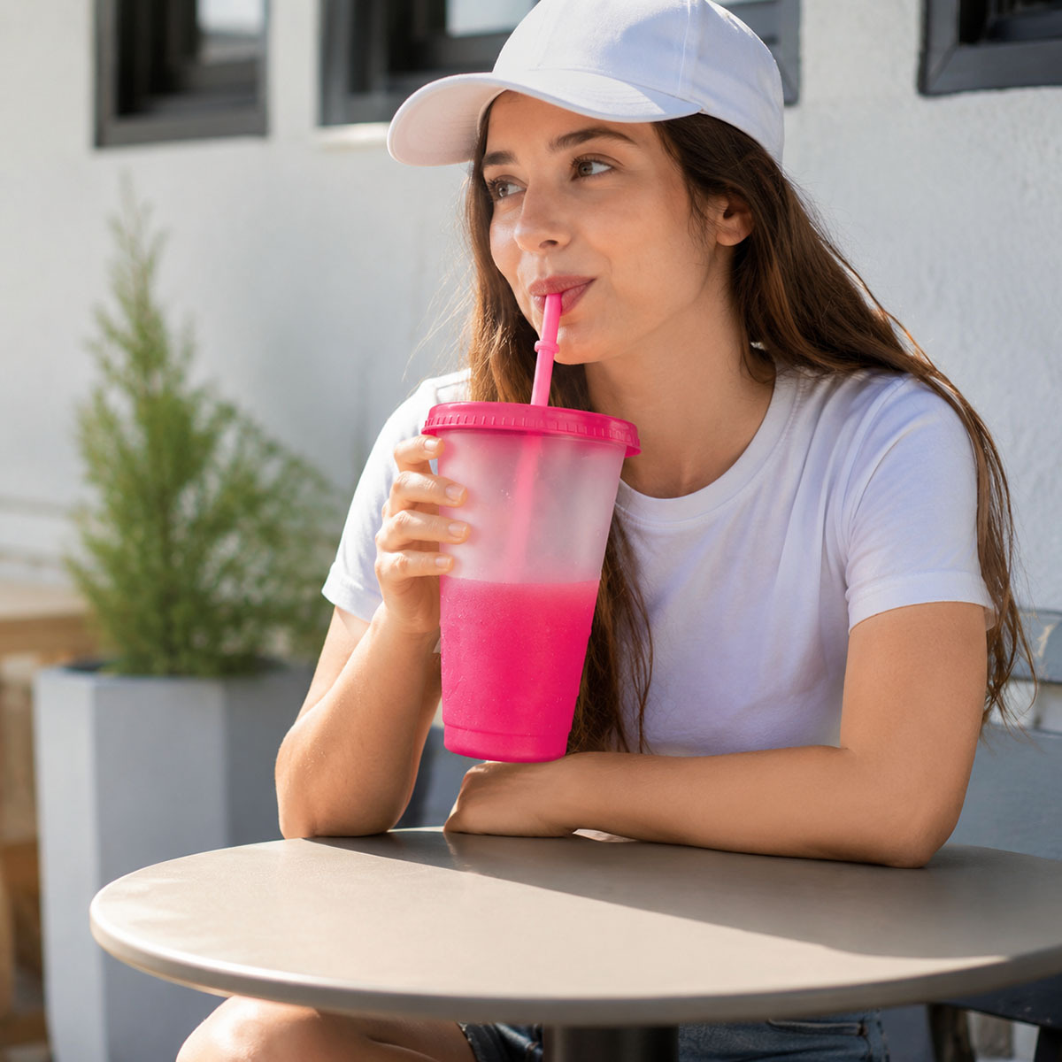 Mood Changing Cup with Straw
