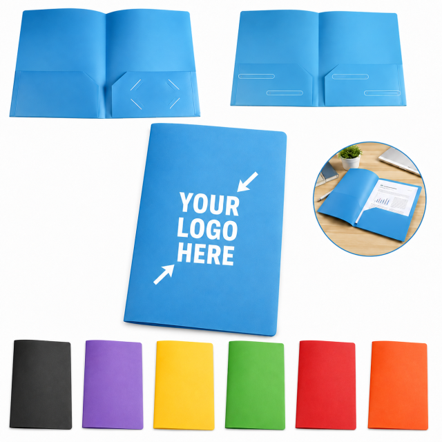 Multicolor Two-Pocket Plastic Document Folder