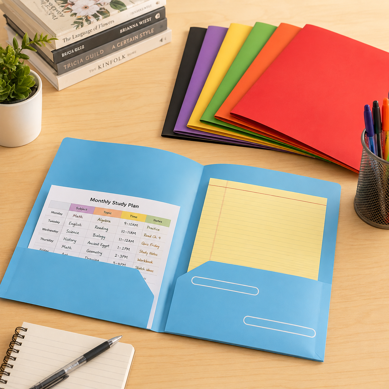 Multicolor Two-Pocket Plastic Document Folder